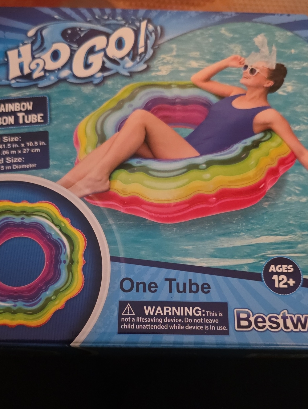 H2O GO! Rainbow Inflatable Pool Tube - Multicolor